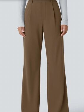 HALARA Wide Leg Dress Pants in Brown